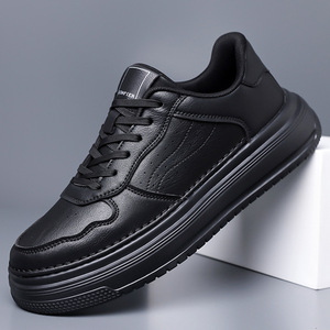 Chaussures de sport pour hommes en cuir microfibre blanc, bout rond, lacets, respirantes, style basket-ball, semelle extérieure en caoutchouc EVA - Product Image 3