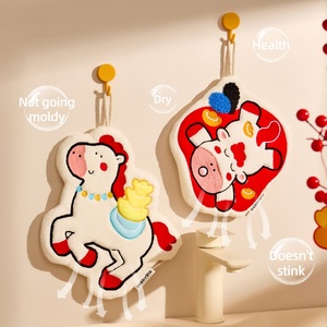 Serviette et chiffon absorbants pour la maison, style Nouvel An, forte capacité d'absorption d'eau, serviette absorbante pour les mains avec motif d'animaux mignons - Product Image 4