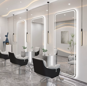 Miroir mural LED pleine longueur pour salon de coiffure, avec éclairage et coins arrondis, idéal pour salon, studio ou salon de beauté - Product Image 4