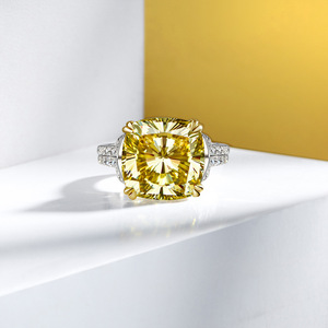 Ins nouvelle tendance 925 argent Cz Zircon brillant S925 couleur 14mm pierre précieuse neutre gros diamant bague de mariage - Product Image 3