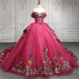 Robes de soirée parfaites, robe de bal en satin, robe de mariée à manches courtes et décolleté en cœur, fleurs 9960 - Product Image 2