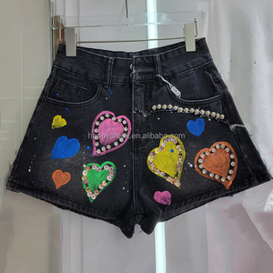 <span class=keywords><strong>Shorts</strong></span> in Denim Estivi Personalizzabili con Perline a Diamante e Vita Alta per Ragazze dai 2 ai 14 Anni - Product Image 5