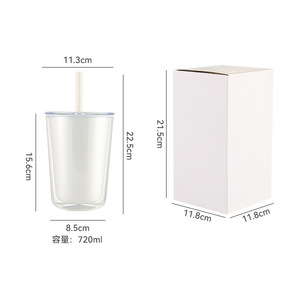 Copo Plástico Grande de 720ml com Dupla Parede e Canudo, Resistente ao Calor, Reutilizável para Bebidas - Product Image 6