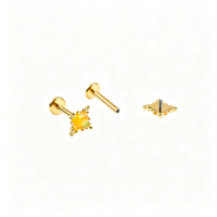 Pendientes de titanio G23 vintage góticos con borde de cuentas y flor de ópalo redonda para perforaciones curadas de cartílago.