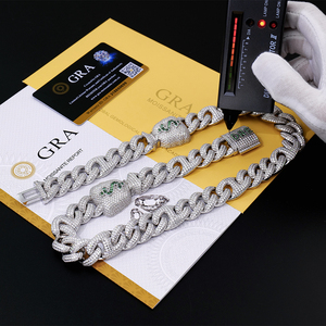 Hàng Mới 925 Đồ Trang Sức Bạc 18Mm 24Inches <span class=keywords><strong>Pig</strong></span> Mõm Phong Cách Mỹ Đô La Ví Thiết Kế Iced out Moissanite Cuba Chuỗi Vòng Cổ - Product Image 4