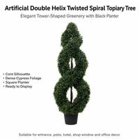 Árbol Topiario Artificial en Espiral Doble de 120 cm, en Maceta, para Decoración de Interiores, Realista, Verde Artificial