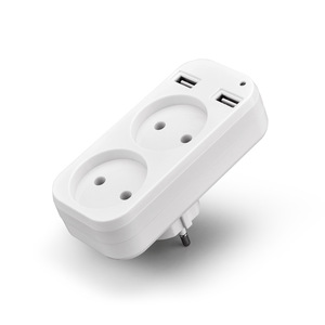 Interrupteur de prise murale électrique européenne 1 à 2 prise Schuko adaptateur de voyage EU avec interrupteur de prise de terre avec <span class=keywords><strong>USB</strong></span> - Product Image 2