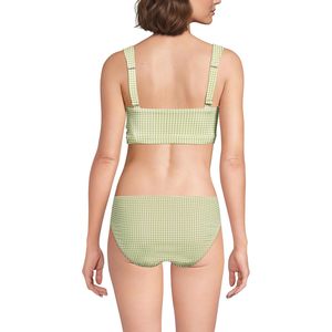 Top de bikini con diseño retorcido y detalles calados para mujer, conjunto de dos piezas con estampado de guinga verde, traje de baño elástico de spandex y nailon - Product Image 2