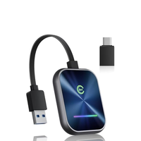 Adaptateur CarPlay sans fil USB 2 en 1 avec alliage de zinc aérospatial et verre trempé convertit le dongle CarPlay filaire d'usine