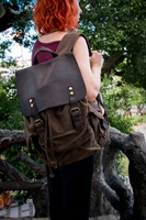 Mochilas de Senderismo para Computadoras Portátiles, Impermeables, de Lona, Cuero, Vintage, Enceradas, Unisex, con Capacidad de 20-35L, TCS