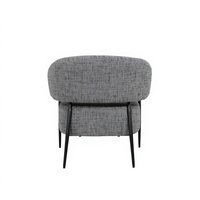 Fauteuil d'appoint moderne en tweed sel et poivre avec pieds en métal noir, chaise rembourrée à dossier flottant pour salon