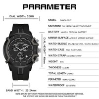 Reloj de Pulsera SANDA 9017 para Hombre, de Cuarzo, Resistente al Agua, con Seis Agujas, Textura de Lujo, Calendario, Cronógrafo, Luminoso, para Negocios