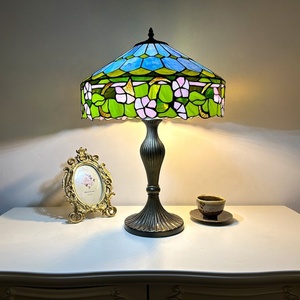 LongHuiJing Mediterranean Dome Table Lamp 23Inch High E26 Stained Glass Lampshade AC Simple <b>Decorative</b> Living Room Bedroom - Product Image 1