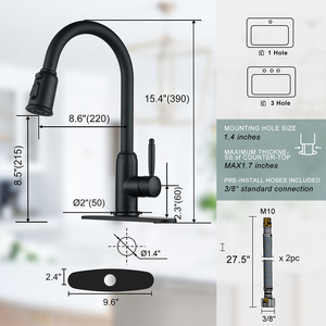 Farmhouse Style SUS 304 Kitchen Sink Faucet High Arc Single Handle Kitchen Mixer Tap with Deck Plate Matte Black Kitchen Faucet - Product Image 5
