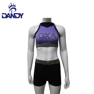 ชุดเชียร์ลีดเดอร์ประดับเพชรพลอยพร้อมโลโก้ทีมที่ออกแบบเองได้ คุณภาพสูง เสื้อครอปท็อป ชุดเชียร์ - Product Image 3