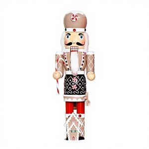Décoration de Noël artisanale personnalisable, <span class=keywords><strong>casse</strong></span>-<span class=keywords><strong>noisette</strong></span> <span class=keywords><strong>en</strong></span> <span class=keywords><strong>bois</strong></span> de 36 cm, couronne, détails peints à la main, écologique - Product Image 4
