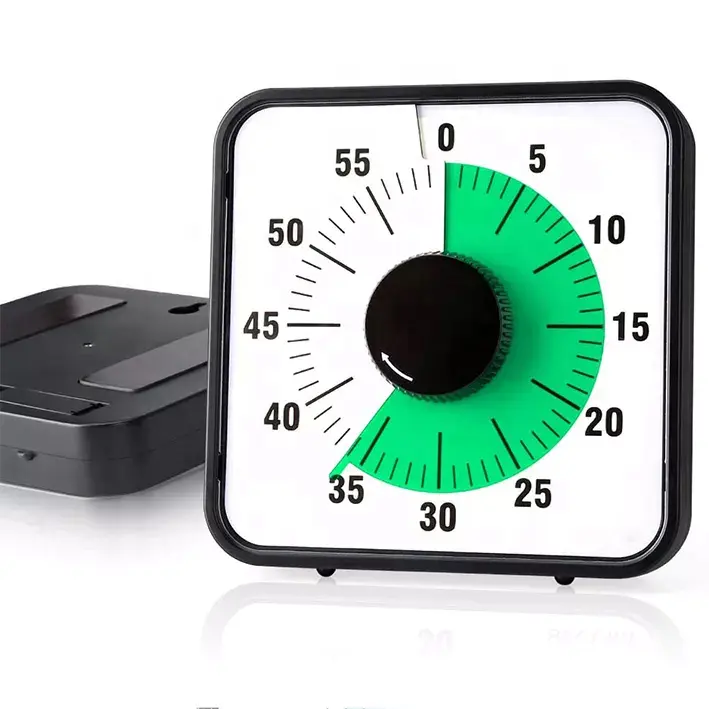 Square Large Display Countdown Kitchen Timers 60 Minute Mechanical Time Timer for Study and Sport