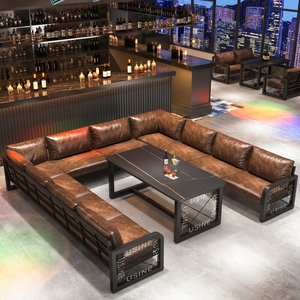 Ensemble de canapés de bar commercial personnalisable en fer forgé de style industriel rétro pour pubs, bars chics, restaurants de barbecue, lieux de musique - Product Image 5