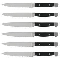 TOALLWIN Ensemble de 6 couteaux à steak en acier inoxydable, tranchants et dentelés, triple rivetés, pour la maison, les restaurants et les fêtes barbecue