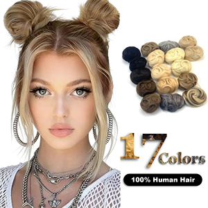 Nuevo Diseño de Pinza para el Cabello con Cabello Humano, Scrunchies Desordenados para Moños Rizados, el Moño ya no se Pliega - Product Image 1