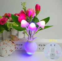 Veilleuse Champignon Mignonne à Prise EU&US, Lumière de Nuit LED Décorative Fleur Rose pour Chambre