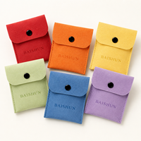 Pochette en microfibre suédée avec bouton-pression, pour bijoux, monnaie, rouge à lèvres, écouteurs, emballage cadeau, sac de rangement multicolore