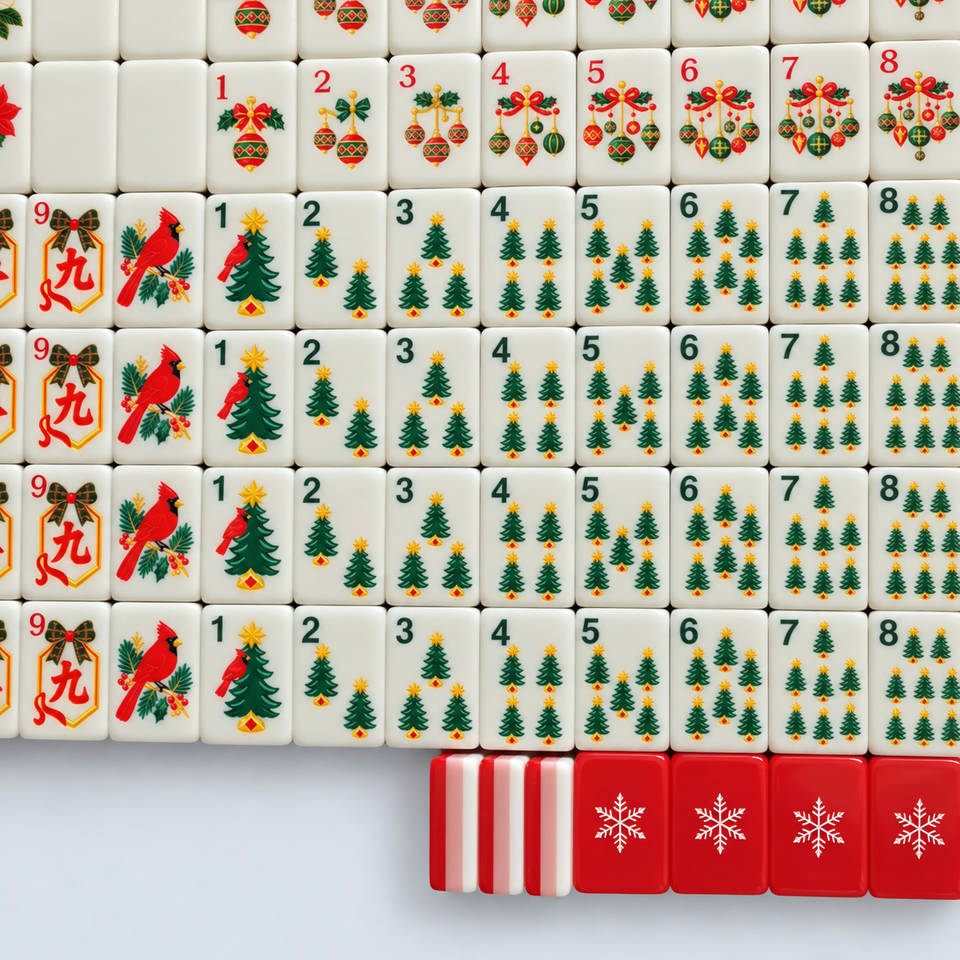 Tree Design Tile 160Pcs American Mahjong Tiles 3 Layer Composite Acrylic Red Christmas ...