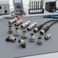 Connecteur de capteur M12 en laiton pour automobile, droit ou coudé, assemblé, mâle-femelle, 2 à 17 broches