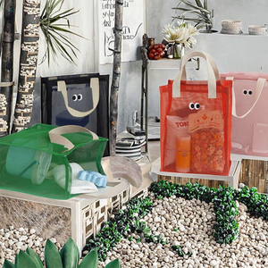 Korean Summer New Fashionable Beach <b>Storage</b> Handbag Casual Cosmetic Bag Breathable Mesh Travel Toiletry Bag 30x20x20cm Handle - Product Image 2