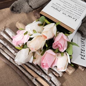 Roses artificielles CallaFloral, branche unique, rouge champagne, polyester, décoration intérieure, bouquet, décoration murale, décoration d'allée - Product Image 1