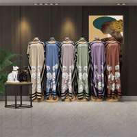 Robe Abaya Boubou d'été, d'automne et de printemps à manches courtes, imprimé africain, pour femmes, en polyester africain respirant et écologique