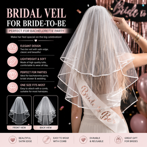 Velo da sposa all'ingrosso in tulle bianco con bordo in raso per <span class=keywords><strong>addio</strong></span> <span class=keywords><strong>al</strong></span> <span class=keywords><strong>nubilato</strong></span>, doccia nuziale, <span class=keywords><strong>accessori</strong></span> per matrimonio - Product Image 1