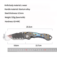Couteau pliant personnalisable ML T1 DIY, acier Z-Wear, construction Full Tang, bord dentelé, manche en alliage de titane, haute qualité