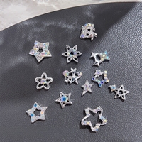 Paso Sico Cross-border AB Crystal Five-pointed Star Nail Art Accessories DIY Hollow 3D Sparkly Nail Rhinestones Alloy Nail