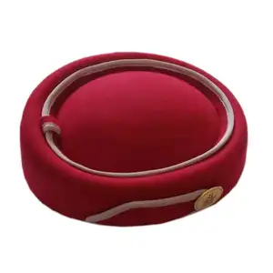 100% australia wool felt red stewardess hat uniform airhostess hats for UAE airline with scarf