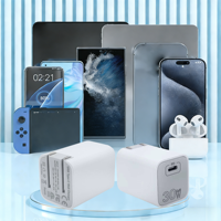 Chargeur USB-C PD 30W PPS à port unique, adaptateur mural de charge rapide 30W GaN avec prise US pliable, approvisionnement direct usine