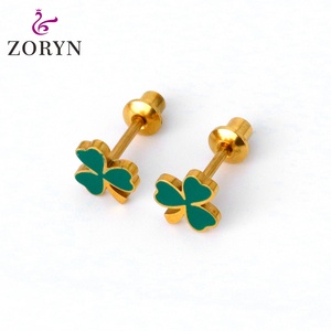 316L Stainless Steel PVD 18K Gold Plated Screw <b>Back</b> Stud <b>Earrings</b> Hot Pink Enamel Heart Hypoallergenic Color Retention for Women - Product Image 4