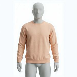 Sweat-shirt à col rond pour homme, couleur pêche, coupe classique, tricoté, couleur unie, manches longues, style décontracté - Product Image 1