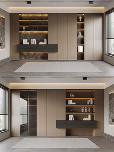 Librería Moderna Italiana Minimalista, Curva, de Concepto Abierto, de Madera Ecológica, Duradera y Ahorradora de Espacio, Directo de Fábrica, para Dormitorio - Product Image 5