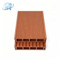 Planche de terrasse creuse en WPC 146x25mm, composite bois-plastique, revêtement de sol extérieur, surface à double rainure pour jardin, patio, terrasse