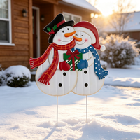 Décorations de Noël Artisanales : Père Noël et Mère Noël en Métal pour Jardin, Boîte Cadeau, Décoration Extérieure pour Pelouse et Porche