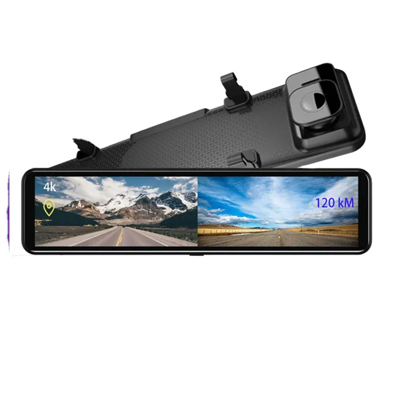 Kamera Dasbor Mobil Kaca Spion 4K 12 Inci, Kamera <span class=keywords><strong>Perekam</strong></span> <span class=keywords><strong>Video</strong></span> <span class=keywords><strong>Layar</strong></span> Sentuh Dvr 3840*2160P dengan Penglihatan Malam GPS