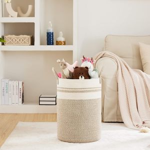 Lớn 58L nâu trắng giặt cản trở cao dệt giỏ lưu trữ cho vườn ươm phòng ngủ phòng khách cho tổ chức chăn bẩn - Product Image 2