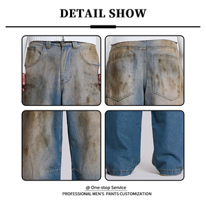 <span class=keywords><strong>Jean</strong></span> baggy YUCE de haute qualité pour homme, style Y2K, coupe droite, jambe large, <span class=keywords><strong>délavé</strong></span>, surdimensionné, grande taille, effet usé, pantalon en denim hip-hop - Product Image 3