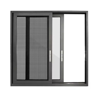 Schmalprofiliges Aluminium-Glasfenster Gebürstetes Satin-Schiebefenster Modernes Dunkelgrau Beschichtetes Fenster