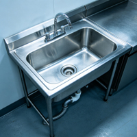 Évier commercial économique en acier inoxydable durable, prix direct usine, avec robinet à cuve unique