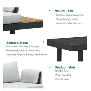 Express Garden moderno de lujo de aluminio ecológico impermeable a prueba de óxido Patio al aire libre sofá conjunto de cojines de espuma de alta densidad - Product Image 4