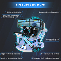 Simulador de Carreras VR Comercial con Triple Monitor, Movimiento Hidráulico 3DOF, 2 Asientos, Equipo de Arcade, Cabina de Fibra de Vidrio