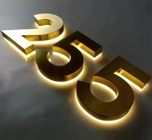 Enseigne 3D en acier inoxydable à rétroéclairage lumineux, logo personnalisé à suspendre au mur pour les espaces commerciaux intérieurs et extérieurs - Product Image 4