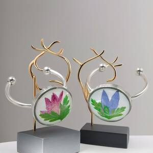 Các Nhà Sản Xuất Thép Không Gỉ Sliver Handmade Bướm Nhựa Mở Khô Hoa Vòng Đồ Trang Sức Thời Trang Cho Phụ Nữ - Product Image 4